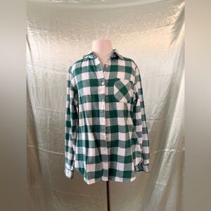 Woolrich Green and White Plaid Shirt
